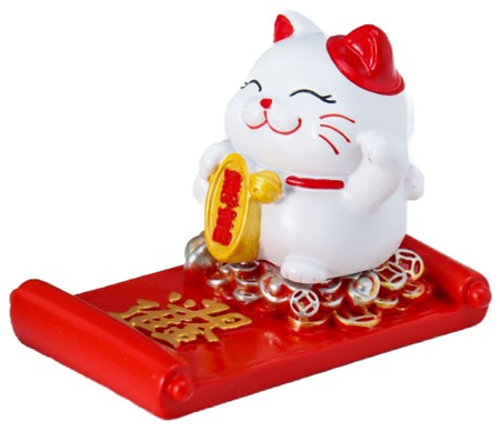 Фигурка-подставка для телефона полистоун «Манэки-нэко», 5,8*8,5*6,5 см, «С пожеланием»