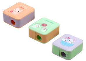 Точилка пластиковая Meshu White Kitty, 1 отверстие, с контейнером, ассорти Точилка пластиковая Meshu White Kitty, 1 отверстие, с контейнером, ассорти