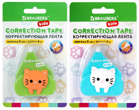 Корректирующий роллер Brauberg Kids, 5 мм*6 м, «Котенок», ассорти