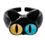 Кольцо «Монстрик-кот», цвет чёрный