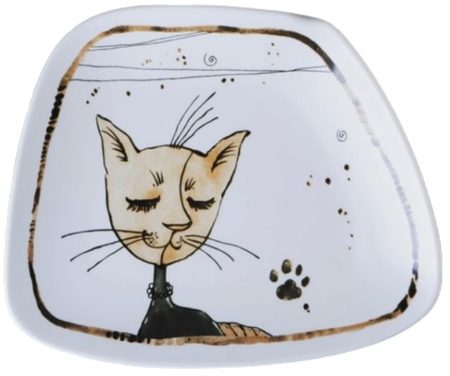 Блюдо сервировочное фарфоровое «Коты-аристократы», 16*13,5*1,8 см