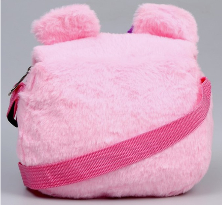 Сумочка меховая детская Sima-Land, 15*13*3 см, «Мишка» розовая