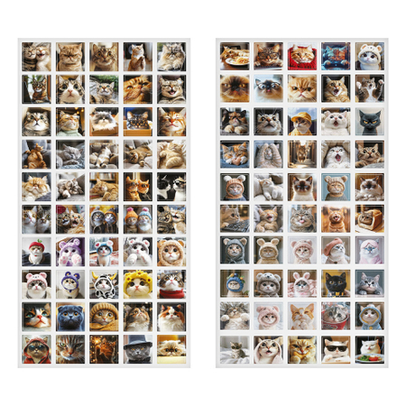 Набор наклеек ПВХ Meshu, 5*5 см, 100 шт., Cats, ассорти