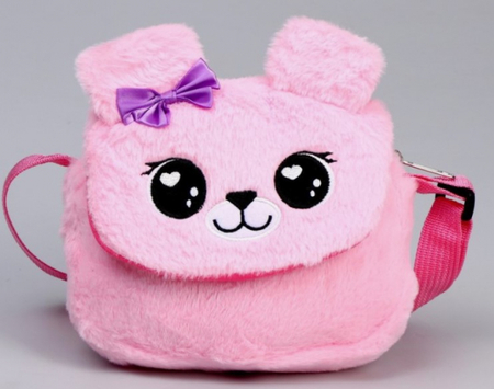 Сумочка меховая детская Sima-Land, 15*13*3 см, «Мишка» розовая