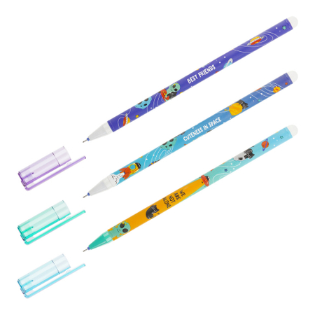 Ручка гелевая Meshu «Пиши-стирай», Alien Cats, корпус ассорти, стержень синий Ручка гелевая Meshu «Пиши-стирай», Alien Cats, корпус ассорти, стержень синий