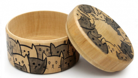 Шкатулка деревянная с котиками, 5*7,5*7,5 см Шкатулка деревянная с котиками, 5*7,5*7,5 см