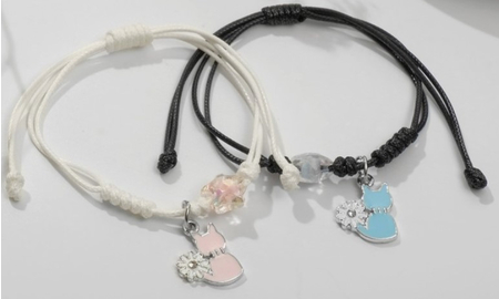 Браслеты «Неразлучники. Коты с со звёздочками», длина 7 см