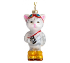 Игрушка елочная (стекло), высота 11 см, «Котик»