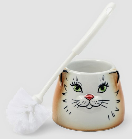 Подставка под ёрш фарфоровая «Кошка», 34*17*17 см, с ёршиком, ассорти Подставка под ёрш фарфоровая «Кошка», 34*17*17 см, с ёршиком, ассорти