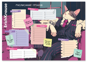 Расписание уроков ErichKrause А4, 210×297 мм, Cat Boss Расписание уроков ErichKrause А4, 210×297 мм, Cat Boss
