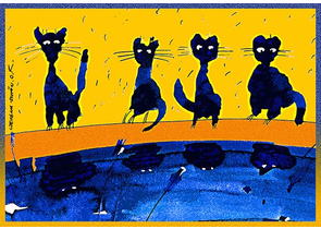 Постер «Четыре кота отражаются в воде» (Стельмашонок С.), 20×30 см