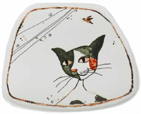 Блюдо сервировочное фарфоровое «Коты-аристократы», 22*18*1,8 см