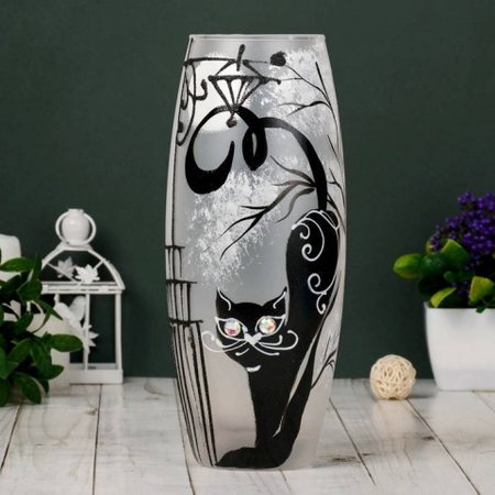 Ваза стеклянная «Кошка 1», диаметр 7,5 см, 10*26 см, 1,7 л