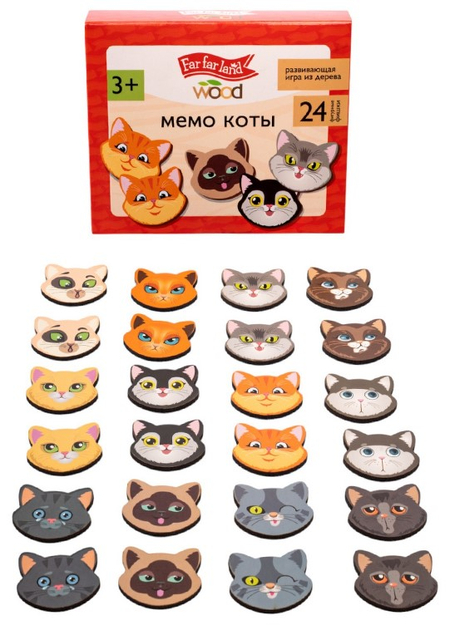 Игра-мемо настольная «Коты. Far Far Land Wood», 24 фишки, 3+ Игра-мемо настольная «Коты. Far Far Land Wood», 24 фишки, 3+