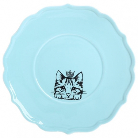 Тарелка керамическая «Классический стиль. Кошка», диаметр 20 см, голубая Тарелка керамическая «Классический стиль. Кошка», диаметр 20 см, голубая