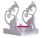 Подсвечник металлический на 1 свечу Sima-Land, 6,5×5,5×7 см, «Кошечка», белый