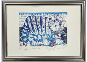 Графика «Старый кот», 24,5×33,5 см, офорт, «Голубой 2»