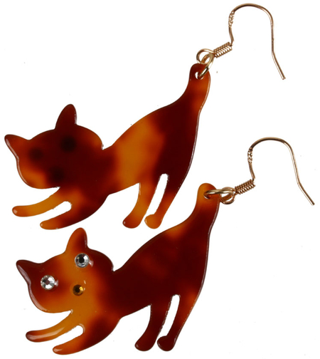 Серьги акриловые «Кот хвостатый», цвет желто-коричневый в золоте Серьги акриловые «Кот хвостатый», цвет желто-коричневый в золоте