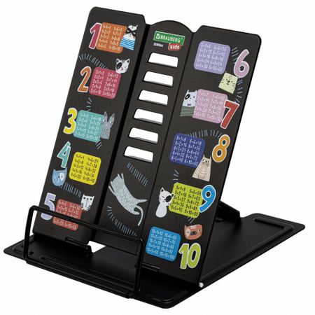 Подставка для книг металлическая фигурная Brauberg Kids, 150*150*130 мм, Cats (с таблицей умножения)