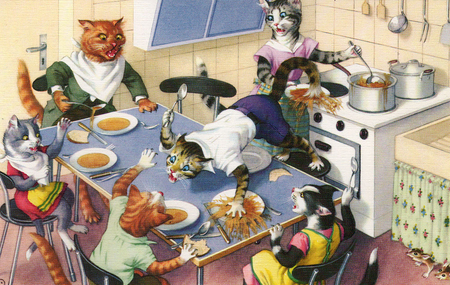 , «Драка на кухне за столом»