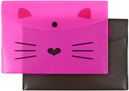 Набор папок-конвертов пластиковых на кнопке А5 №1School, 2 шт., толщина пластика 0,18 мм, Kitty, ассорти