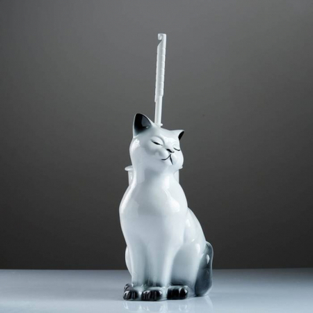 Подставка под ёрш фарфоровая «Кошка», 37*22*18 см, с ёршиком Подставка под ёрш фарфоровая «Кошка», 37*22*18 см, с ёршиком