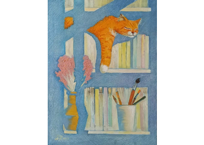 Картина «Кот-читатель» (Покотило А.А.), 80×60 см, холст, масло