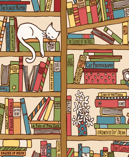 Сумка-шоппер Joy Textile (ткань под лен), 35*37*7 см, «Сон на книжной полке»