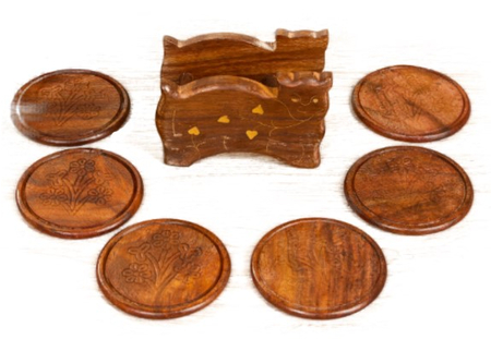 Набор деревянных подставок под горячее Sima-Land, 6 шт., 11,5*13*6,5 см, «Кошка»