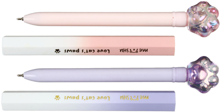 Ручка шариковая Meshu Glossy Paw, корпус ассорти, стержень синий