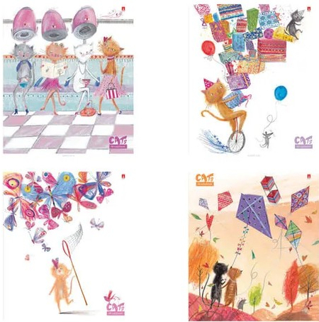 Тетрадь общая А5 48 л. на скобе «Альт. Праздник. Кошки», 165*205 мм, клетка, ассорти