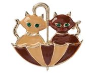 Брошь «Кошки в зонте» (осенняя)