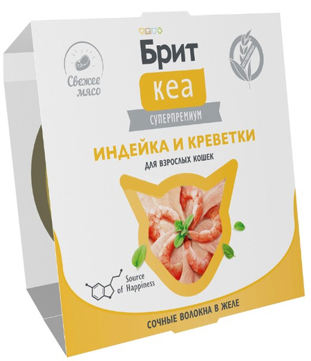 Корм влажный «Брит Кеа» (для взрослых кошек), 75 г, «Индейка и креветки в желе» Корм влажный «Брит Кеа» (для взрослых кошек), 75 г, «Индейка и креветки в желе»