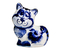 Сувенир фарфоровый «Кот Мурзик» (гжель), высота 5 см, бело-синий