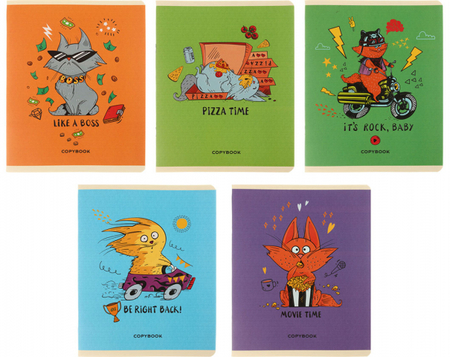 Тетрадь общая А5, 48 л. на скобе «Котомания», 162*200 мм, клетка, ассорти Тетрадь общая А5, 48 л. на скобе «Котомания», 162*200 мм, клетка, ассорти