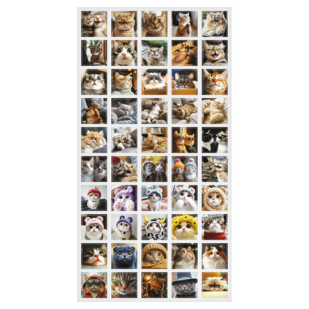 Набор наклеек ПВХ Meshu, 5*5 см, 100 шт., Cats, ассорти