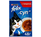 Корм влажный Purina Felix «Суп» (для взрослых кошек), 48 г, с говядиной