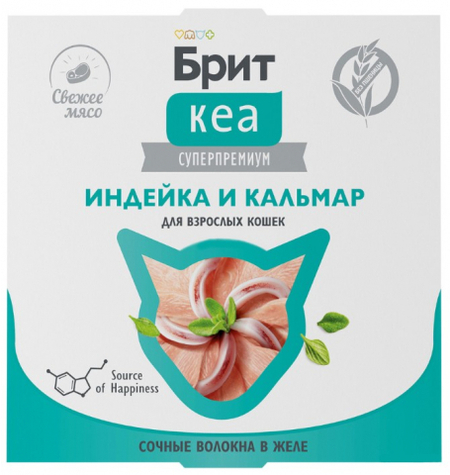 Корм влажный «Брит Кеа» (для взрослых кошек), 75 г, «Индейка и кальмар в желе» Корм влажный «Брит Кеа» (для взрослых кошек), 75 г, «Индейка и кальмар в желе»
