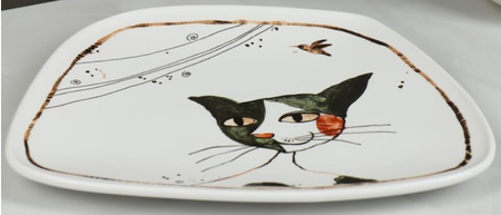 Блюдо сервировочное фарфоровое «Коты-аристократы», 22*18*1,8 см
