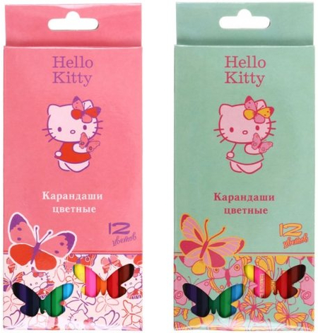 Карандаши цветные Hello Kitty, 12 цветов, длина 175 мм, ассорти