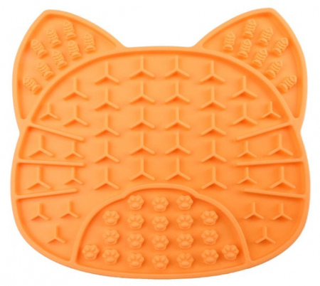 Коврик лизательный для животных силиконовый Triol, 180*165*8 мм, «Кот», оранжевый Коврик лизательный для животных силиконовый Triol, 180*165*8 мм, «Кот», оранжевый