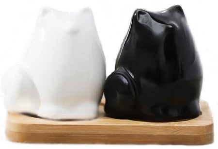 Набор для специй «Эстет. Котики», 2 шт.: солонка и перечница, на деревянной подставке