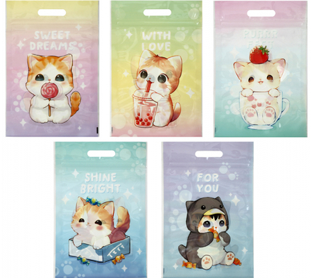Набор пакетов подарочных Meshu с застежкой ZipLock, 15*22 см, 35 шт., Cute Kitten