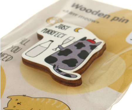 Значок деревянный Meshu, 3,8*3,6 см, Mrrr Meow Значок деревянный Meshu, 3,8*3,6 см, Mrrr Meow