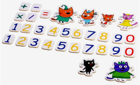 Игрушка деревянная «Три Кота» (доска магнитная с цифрами), 30*22,5 см, 3+