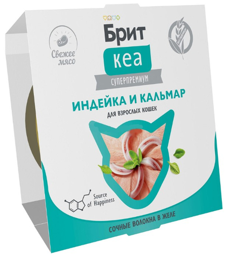 Корм влажный «Брит Кеа» (для взрослых кошек), 75 г, «Индейка и кальмар в желе» Корм влажный «Брит Кеа» (для взрослых кошек), 75 г, «Индейка и кальмар в желе»