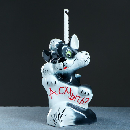 Подставка под ёрш фарфоровая «Кот-Хулиган», 23*20*32 см, с ёршиком, ассорти