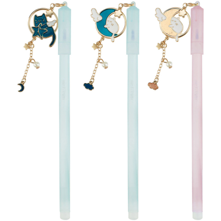 Ручка гелевая Meshu «Пиши-Стирай» с топпером, Grace Cats, корпус ассорти, стержень синий