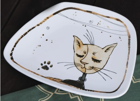 Блюдо сервировочное фарфоровое «Коты-аристократы», 16*13,5*1,8 см