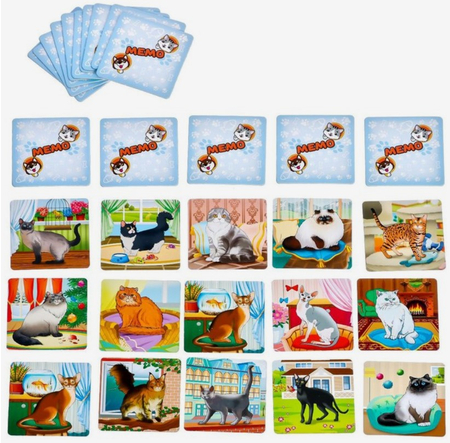 Игра настольная «Мемо» Sima-Land, «Кошки», 30 карточек, 3+ Игра настольная «Мемо» Sima-Land, «Кошки», 30 карточек, 3+